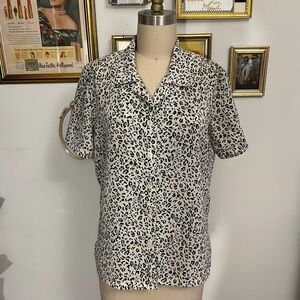 80s Vintage Cheetah Short Sleeve Blouse